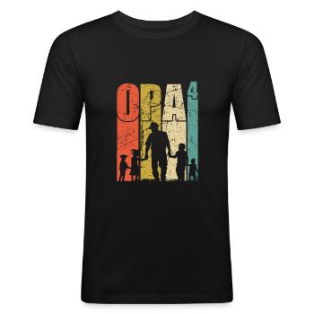 Opa hoch 4 vierfacher Opa werdender Opa Geschenk - Männer Slim Fit T-Shirt - Schwarz - Vorne - Nik (191cm)