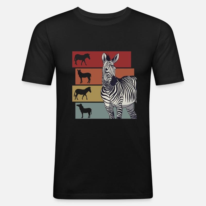 Zebra Zebras Steppenzebra Geschenk - Männer Slim Fit T-Shirt - Schwarz