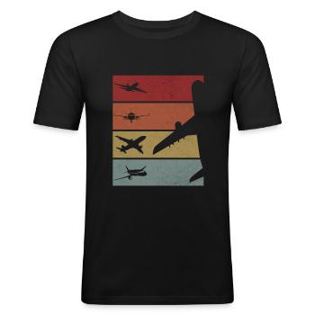 Flugzeug Pilot Flugzeuge Geschenk - Männer Slim Fit T-Shirt - Schwarz - Vorne - Nik (191cm)