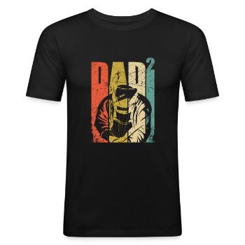 Schweißer Papa Geschenk Zwillinge Dad hoch 2 - Männer Slim Fit T-Shirt - Schwarz - Vorne - Nik (191cm)