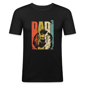 Schweißer Papa Geschenk 3 Kinder Dad hoch 3 - Männer Slim Fit T-Shirt - Schwarz - Vorne - Nik (191cm)