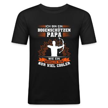 Bogenschütze Papa Bogenschießen Bogenschiessen - Männer Slim Fit T-Shirt - Schwarz - Vorne - Nik (191cm)