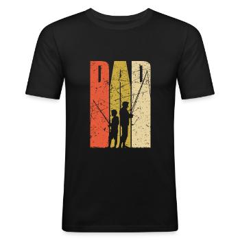 Dad and son fishing fishing trip angler gift - Men's Slim Fit T-Shirt - black - Front - Nik (191cm)
