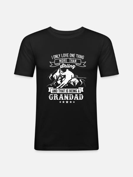 Ski Grandad skieur cadeau - T-shirt près du corps Homme - noir