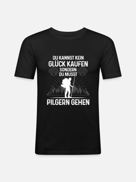 Pilgern Pilgerer Jakobsweg Geschenk - Männer Slim Fit T-Shirt - Schwarz