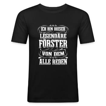 Förster Legende Jagd Wald Jäger - Männer Slim Fit T-Shirt - Schwarz - Vorne - Nik (191cm)