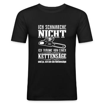 Ich Schnarche nicht Kettensäge - Männer Slim Fit T-Shirt - Schwarz - Vorne - Nik (191cm)