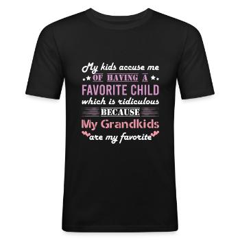 Enkelkind Kinder Favorit - Männer Slim Fit T-Shirt - Schwarz - Vorne - Nik (191cm)