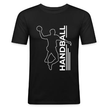 Handball player gift handballer jump throw - Men's Slim Fit T-Shirt - black - Front - Nik (191cm)