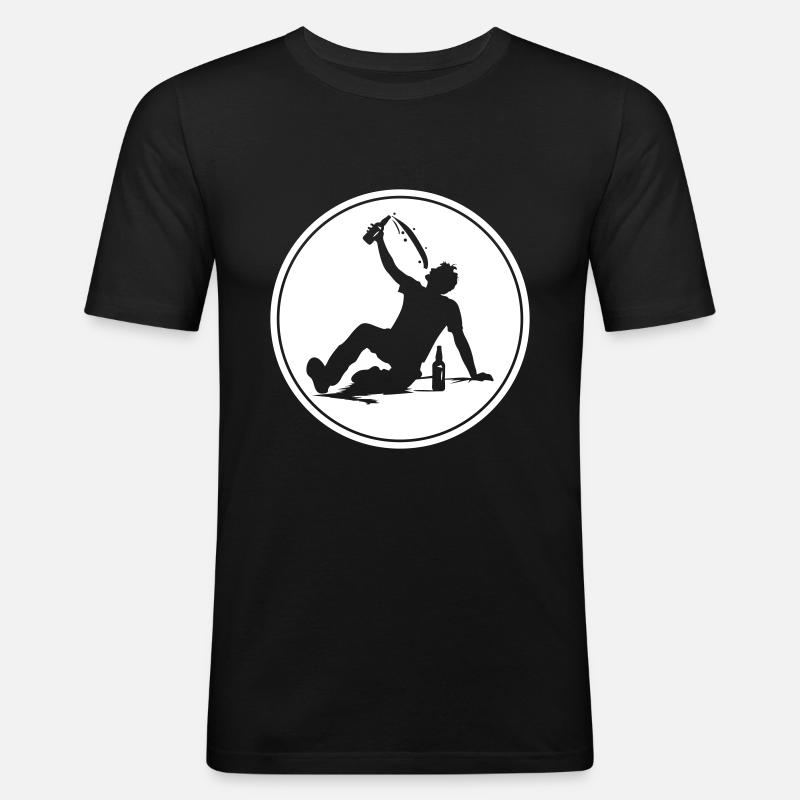 Drinking Bier Silhouette - Männer Slim Fit T-Shirt - Schwarz