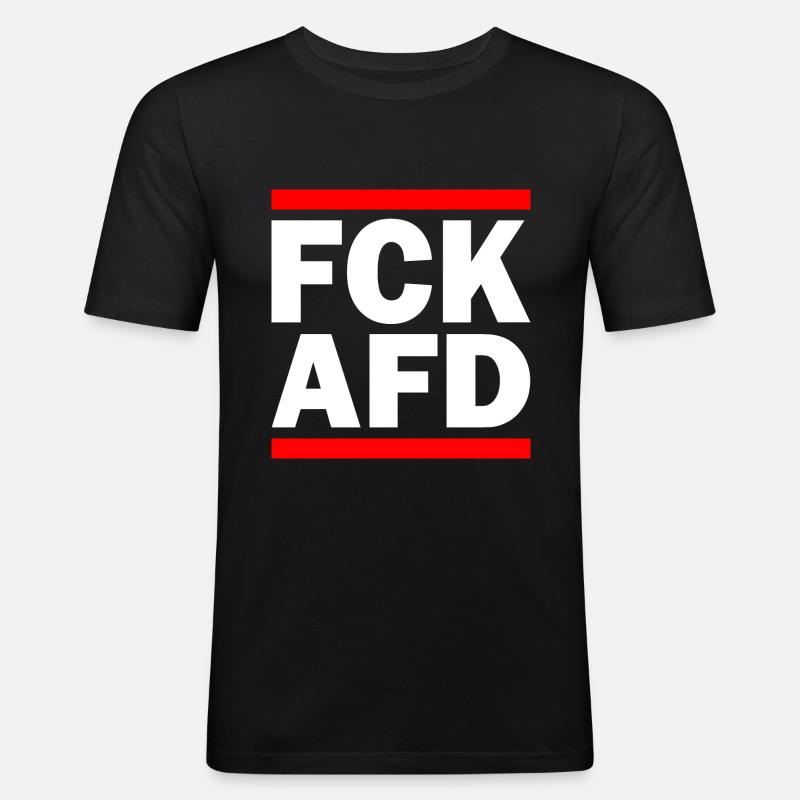 Fuck afd - Männer Slim Fit T-Shirt - Schwarz