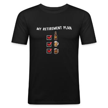 Plan de retraite dans la bière Drôle buveur d’alcool Wodk - T-shirt près du corps Homme - noir - Devant - Nik (191cm)