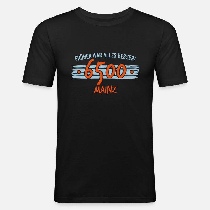 Früher 6500 Mainz - Männer Slim Fit T-Shirt - Schwarz