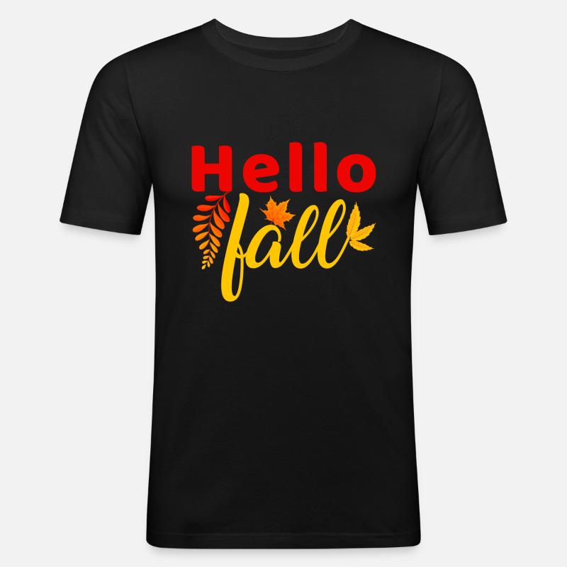 Herbst Hello Fall - Männer Slim Fit T-Shirt - Schwarz