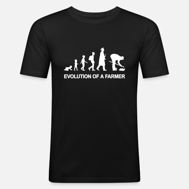Evolution of a farmer - Men's Slim Fit T-Shirt - black