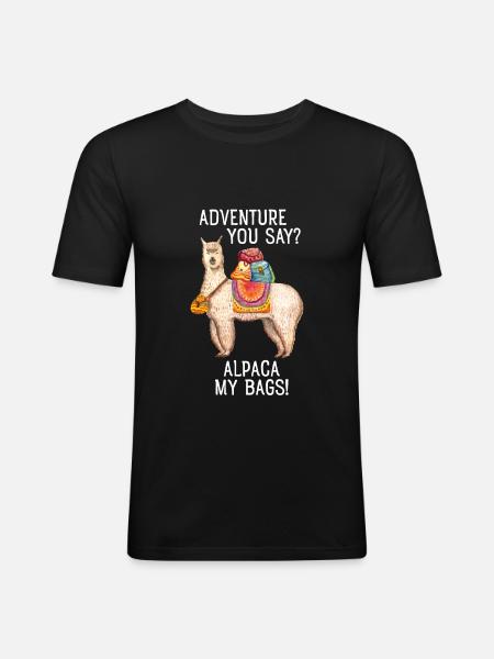 Adventure You Say? Alpaca My Bags - Watercolor - Herre Slim Fit T-Shirt - sort