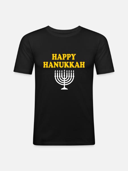 HAPPY HANUKKAH - Men's Slim Fit T-Shirt - black