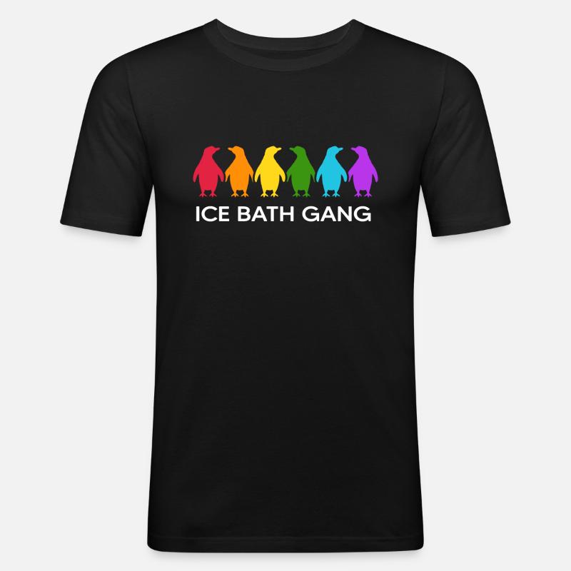 Eisbader Winterschwimmer Pinguin Eisloch Eisbad - Männer Slim Fit T-Shirt - Schwarz