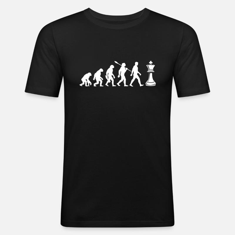 Evolution - Schach - Schachspieler - Männer Slim Fit T-Shirt - Schwarz