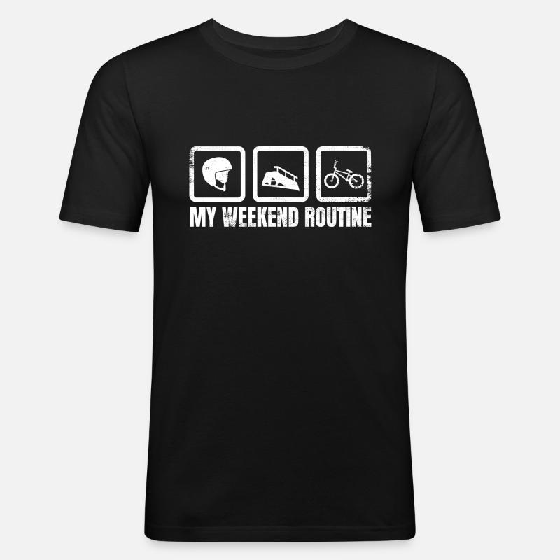 Meine Wochenendroutine - Männer Slim Fit T-Shirt - Schwarz