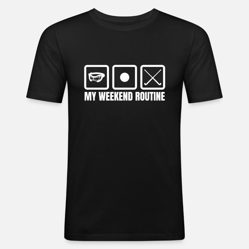 Meine Wochenendroutine - Männer Slim Fit T-Shirt - Schwarz