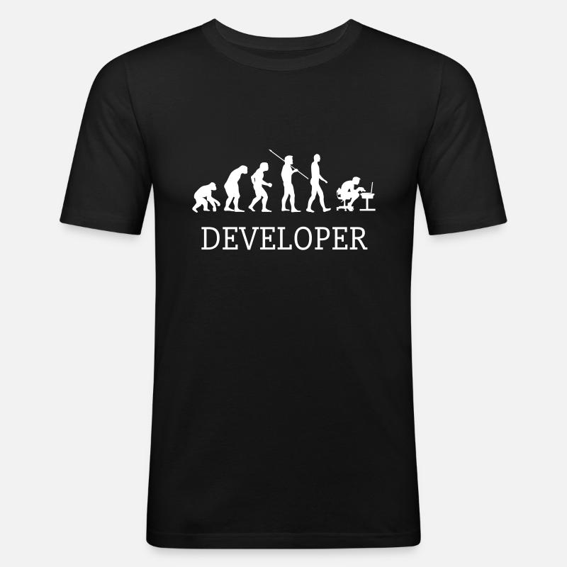 Evolution of Human (Developer) - Männer Slim Fit T-Shirt - Schwarz