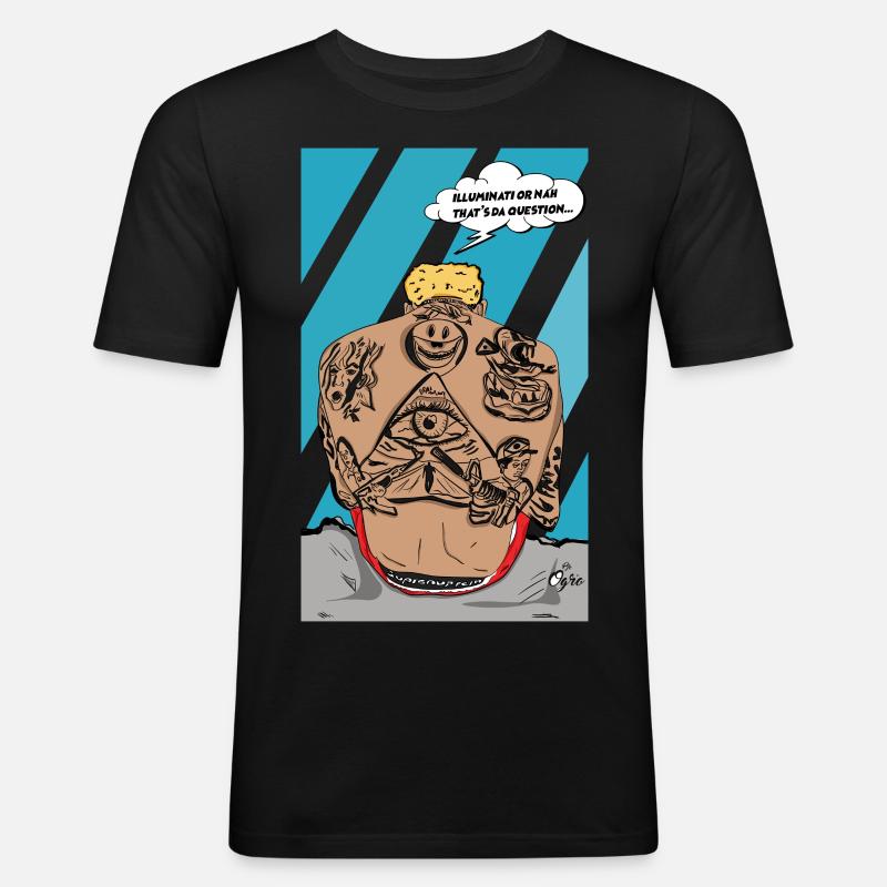 Illuminati oder nicht - Männer Slim Fit T-Shirt - Schwarz