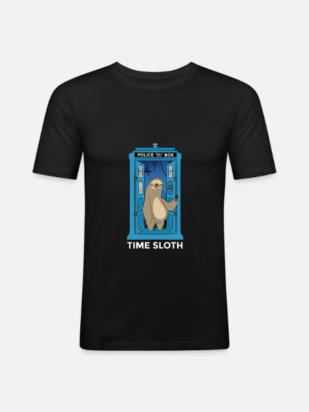 Zeitfaultier Zeitreise Time Sloth - Männer Slim Fit T-Shirt - Schwarz