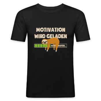 Faultier - Motivation wird geladen - bitte warten - Männer Slim Fit T-Shirt - Schwarz - Vorne - Nik (191cm)