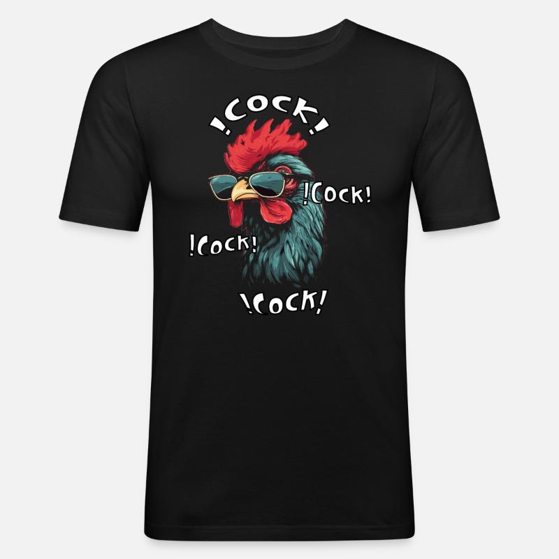Cock - Männer Slim Fit T-Shirt - Schwarz