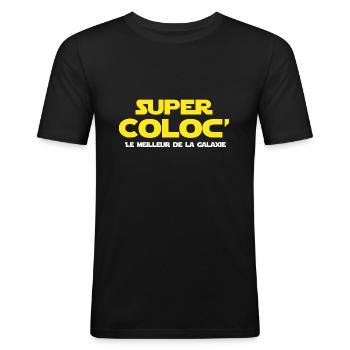 Super coloc' cadeau drôle étudiant colocataire - T-shirt près du corps Homme - noir - Devant - Nik (191cm)