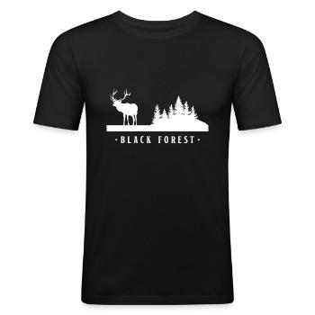Black Forest Hirsch - Männer Slim Fit T-Shirt - Schwarz - Vorne - Nik (191cm)