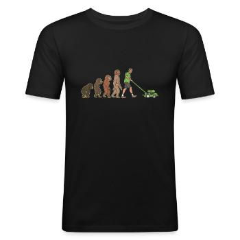Gärtner Evolution - Garten Gartenarbeit Rasenmäher - Männer Slim Fit T-Shirt - Schwarz - Vorne - Nik (191cm)