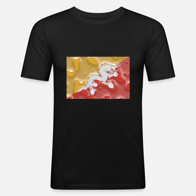 Bhutan - Männer Slim Fit T-Shirt - Schwarz