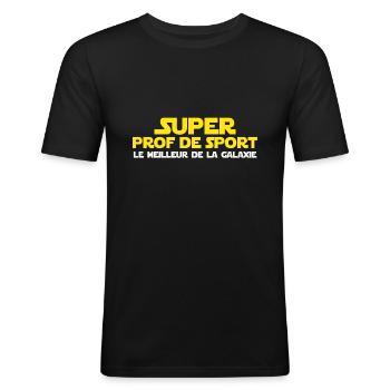 Prof de sport cadeau drôle professeur coach - T-shirt près du corps Homme - noir - Devant - Nik (191cm)