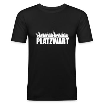 Platzwart - Männer Slim Fit T-Shirt - Schwarz - Vorne - Nik (191cm)