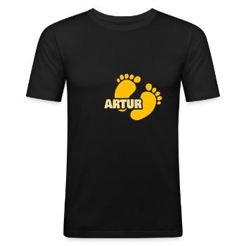 Cadeau pour Artur - T-shirt près du corps Homme - noir - Devant - Nik (191cm)