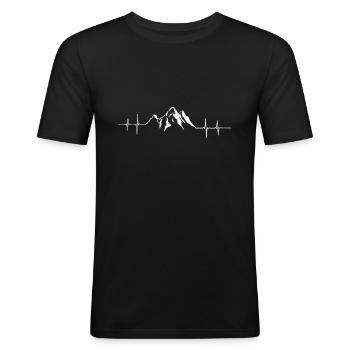 Berge Berg Alpen Gebirge Herzschlag EKG Puls - Männer Slim Fit T-Shirt - Schwarz - Vorne - Nik (191cm)