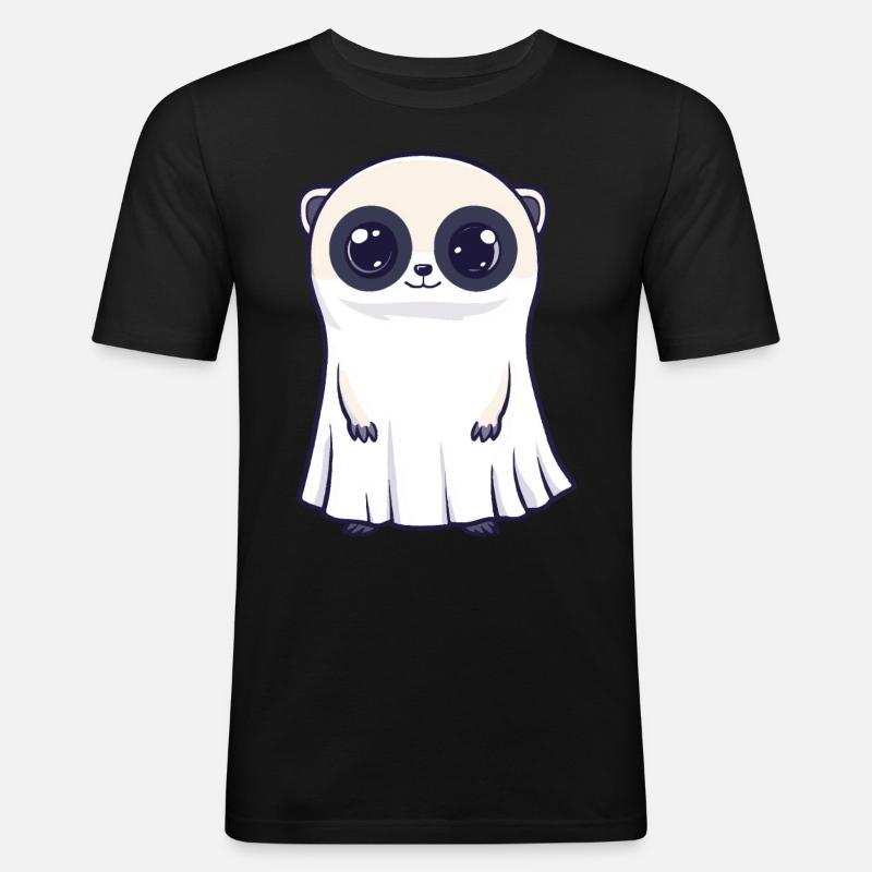 Meerkat Halloween Comic Ghost - Men's Slim Fit T-Shirt - black