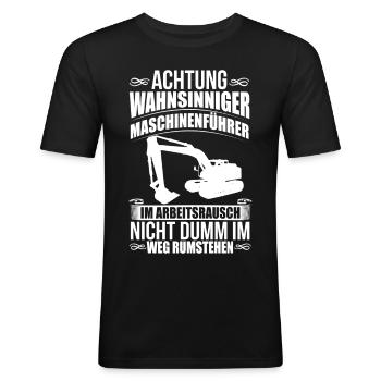 Bagger Maschinenführer Arbeit Beruf Job Gala bau - Männer Slim Fit T-Shirt - Schwarz - Vorne - Nik (191cm)