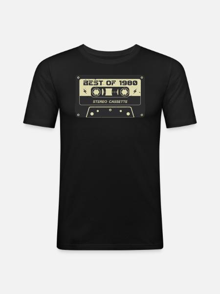 Retro cassette tape 1980's vintage 1980's birthday 1980's - Men's Slim Fit T-Shirt - black