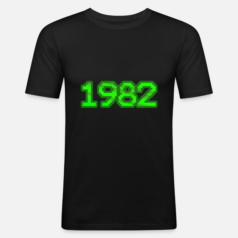 Computer Nerd 1982 - Männer Slim Fit T-Shirt - Schwarz