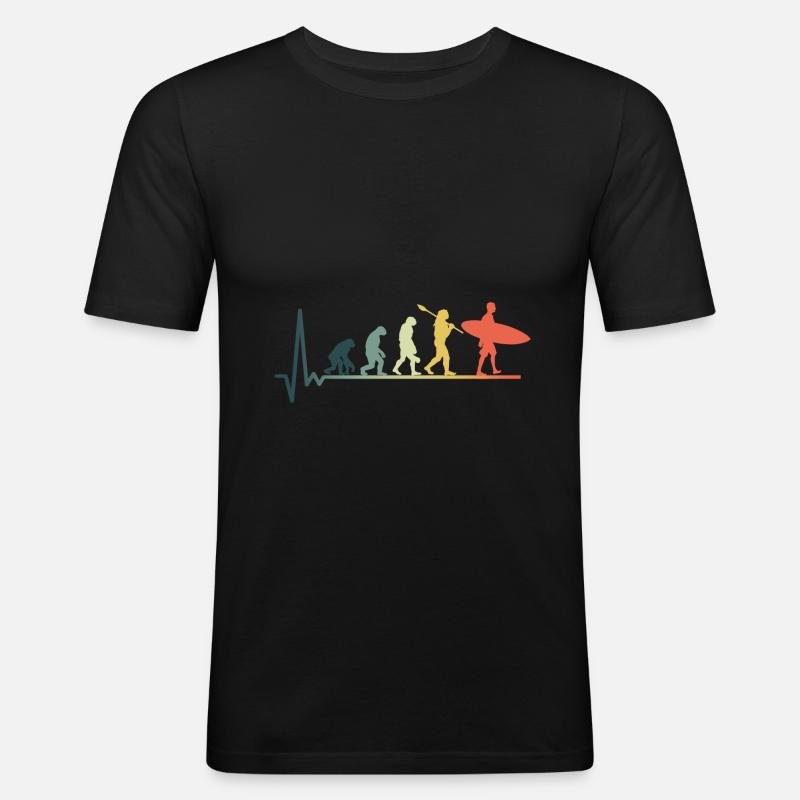 Surfer Evolution Heartbeat - Men's Slim Fit T-Shirt - black