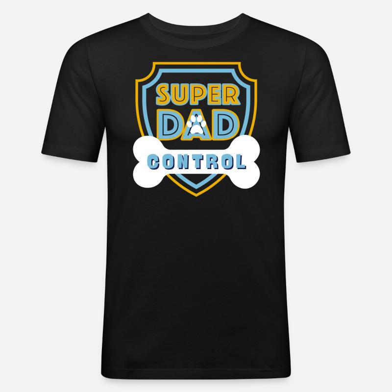 Super Dad Control Light Blue - Männer Slim Fit T-Shirt - Schwarz