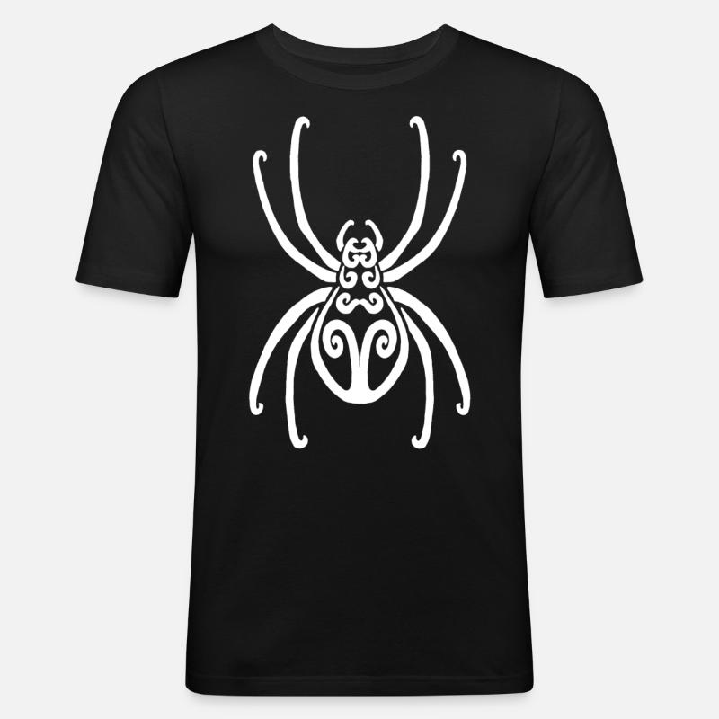Weiße Spinne - Männer Slim Fit T-Shirt - Schwarz