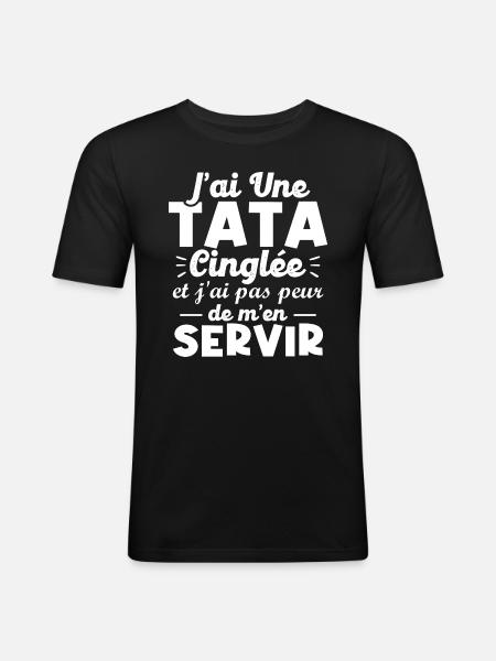 J ai une tata cinglée - T-shirt près du corps Homme - noir