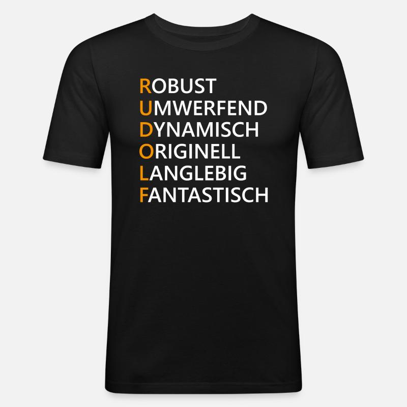 Rudolf Name Geschenk - Männer Slim Fit T-Shirt - Schwarz