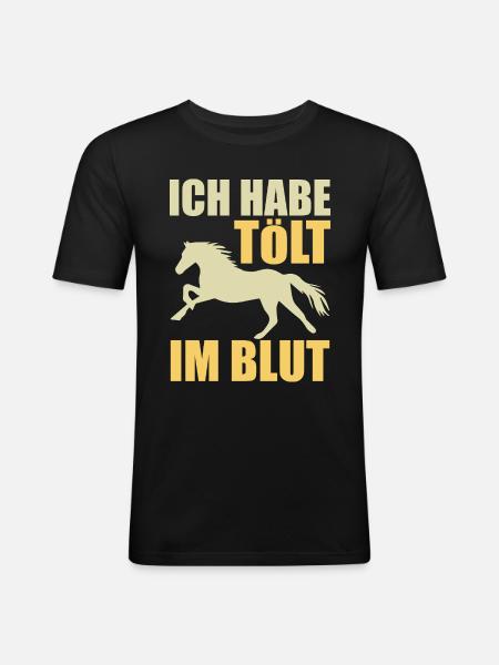Isländer Islandpferd Islandpferde Geschenk - Männer Slim Fit T-Shirt - Schwarz