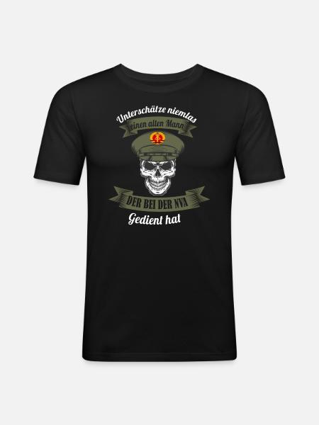 NVA Veteran DDR Armee - Männer Slim Fit T-Shirt - Schwarz