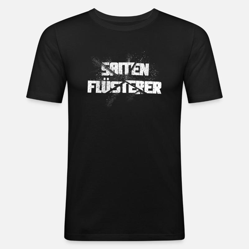 Saiten flüsterer - Männer Slim Fit T-Shirt - Schwarz